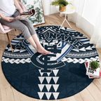 Personalized Carlton Blues Round Carpet Polynesian Tribal Pattern Heritage Football