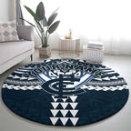 Personalized Carlton Blues Round Carpet Polynesian Tribal Pattern Heritage Football
