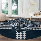 Personalized Carlton Blues Round Carpet Polynesian Tribal Pattern Heritage Football