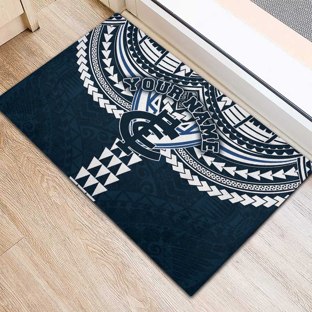 Personalized Carlton Blues Rubber Doormat Polynesian Tribal Pattern Heritage Football