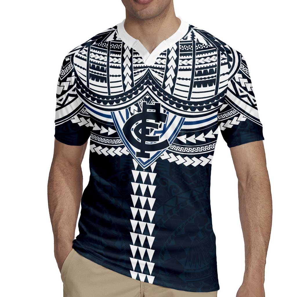 Personalized Carlton Blues Rugby Jersey Polynesian Tribal Pattern Heritage Football