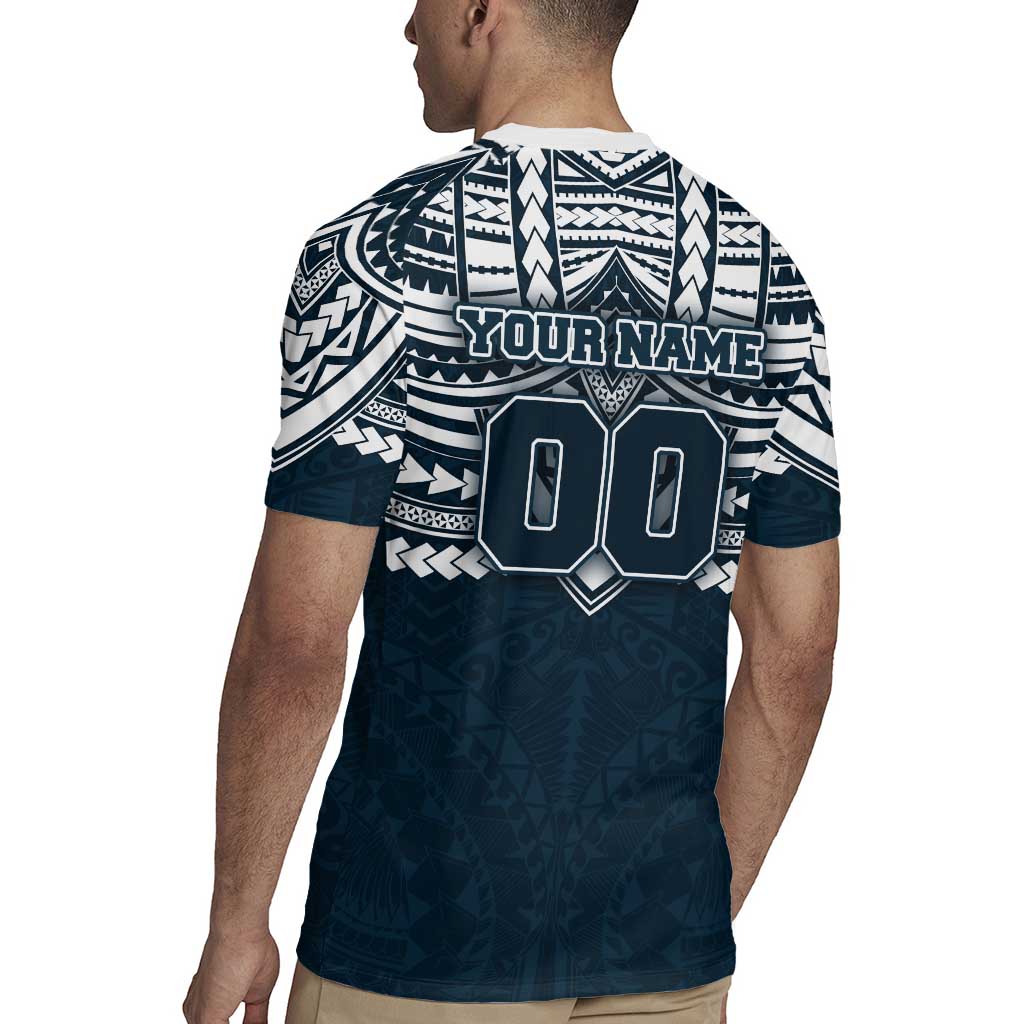 Personalized Carlton Blues Rugby Jersey Polynesian Tribal Pattern Heritage Football