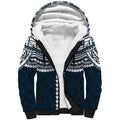 Personalized Carlton Blues Sherpa Hoodie Polynesian Tribal Pattern Heritage Football