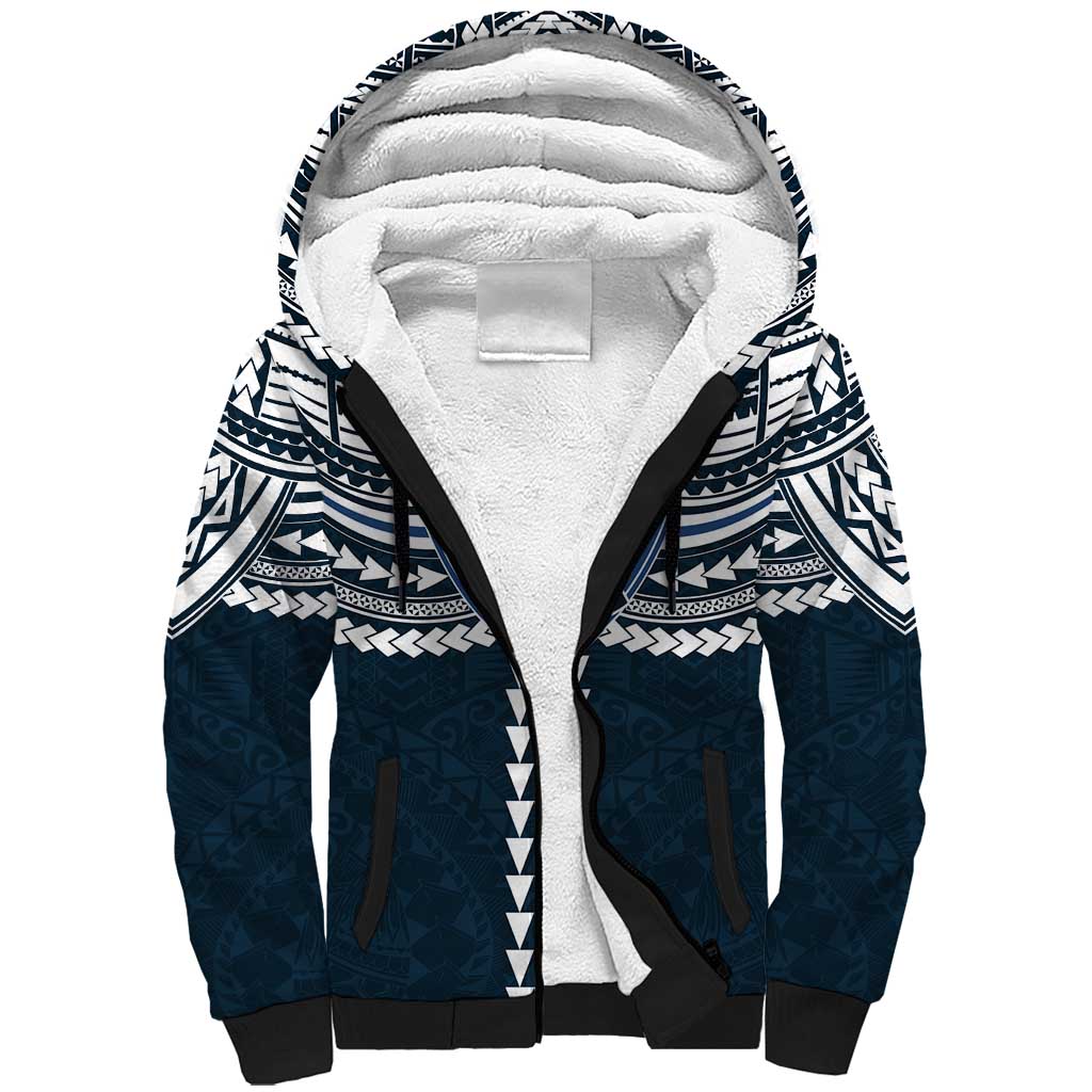 Personalized Carlton Blues Sherpa Hoodie Polynesian Tribal Pattern Heritage Football