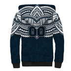 Personalized Carlton Blues Sherpa Hoodie Polynesian Tribal Pattern Heritage Football