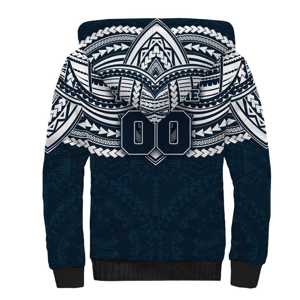 Personalized Carlton Blues Sherpa Hoodie Polynesian Tribal Pattern Heritage Football
