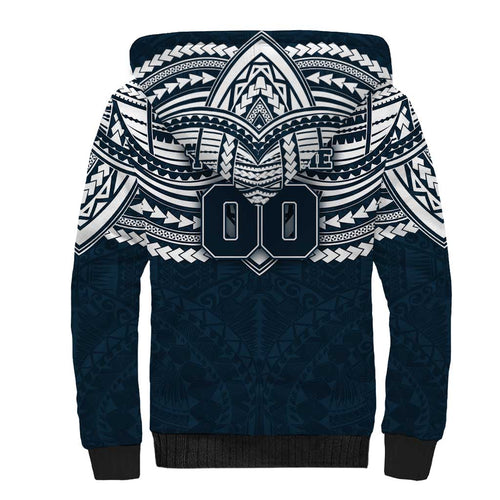 Personalized Carlton Blues Sherpa Hoodie Polynesian Tribal Pattern Heritage Football