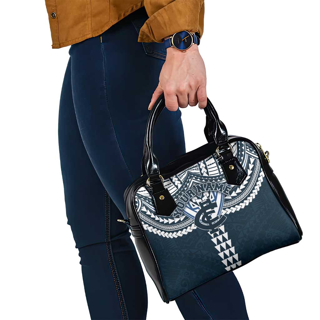 Personalized Carlton Blues Shoulder Handbag Polynesian Tribal Pattern Heritage Football