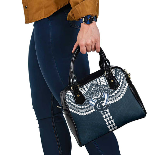 Personalized Carlton Blues Shoulder Handbag Polynesian Tribal Pattern Heritage Football
