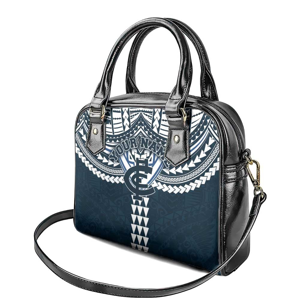 Personalized Carlton Blues Shoulder Handbag Polynesian Tribal Pattern Heritage Football