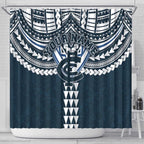 Personalized Carlton Blues Shower Curtain Polynesian Tribal Pattern Heritage Football