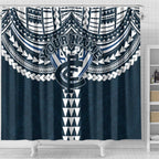 Personalized Carlton Blues Shower Curtain Polynesian Tribal Pattern Heritage Football