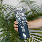 Personalized Carlton Blues Skinny Tumbler Polynesian Tribal Pattern Heritage Football