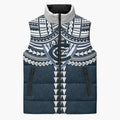 Personalized Carlton Blues Sleeveless Puffer Jacket Polynesian Tribal Pattern Heritage Football