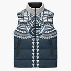 Personalized Carlton Blues Sleeveless Puffer Jacket Polynesian Tribal Pattern Heritage Football