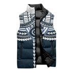 Personalized Carlton Blues Sleeveless Puffer Jacket Polynesian Tribal Pattern Heritage Football