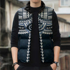 Personalized Carlton Blues Sleeveless Puffer Jacket Polynesian Tribal Pattern Heritage Football