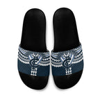 Personalized Carlton Blues Slide Sandals Polynesian Tribal Pattern Heritage Football