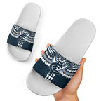 Personalized Carlton Blues Slide Sandals Polynesian Tribal Pattern Heritage Football