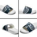 Personalized Carlton Blues Slide Sandals Polynesian Tribal Pattern Heritage Football