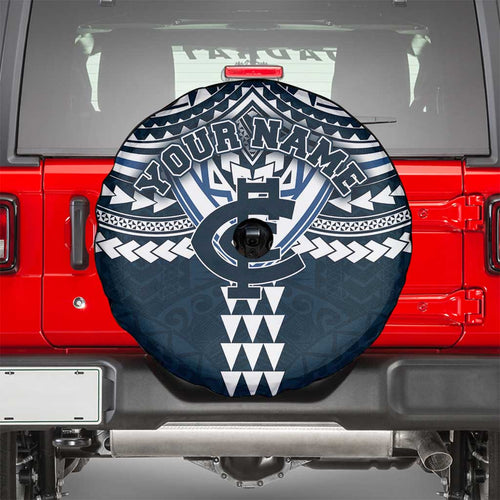 Personalized Carlton Blues Spare Tire Cover Polynesian Tribal Pattern Heritage Football