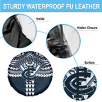Personalized Carlton Blues Spare Tire Cover Polynesian Tribal Pattern Heritage Football