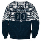 Personalized Carlton Blues Sweatshirt Polynesian Tribal Pattern Heritage Football