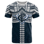 Personalized Carlton Blues T Shirt Polynesian Tribal Pattern Heritage Football