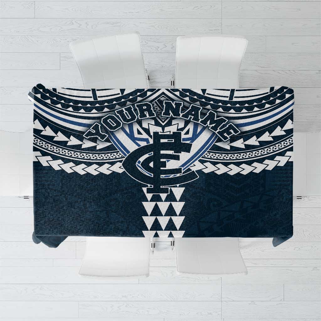 Personalized Carlton Blues Tablecloth Polynesian Tribal Pattern Heritage Football