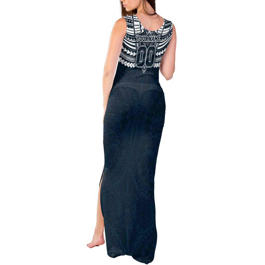 Personalized Carlton Blues Tank Maxi Dress Polynesian Tribal Pattern Heritage Football