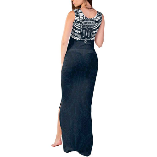 Personalized Carlton Blues Tank Maxi Dress Polynesian Tribal Pattern Heritage Football