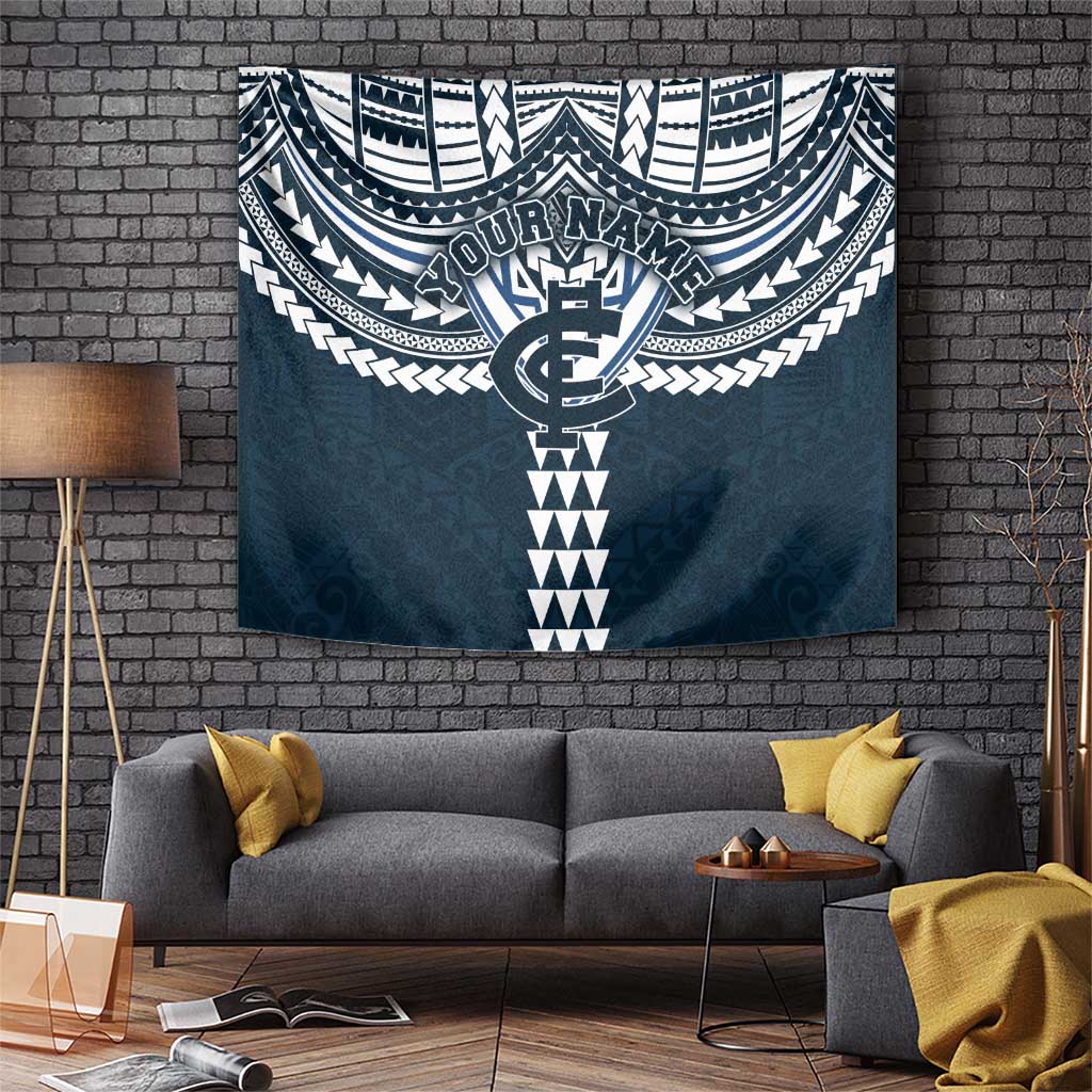 Personalized Carlton Blues Tapestry Polynesian Tribal Pattern Heritage Football
