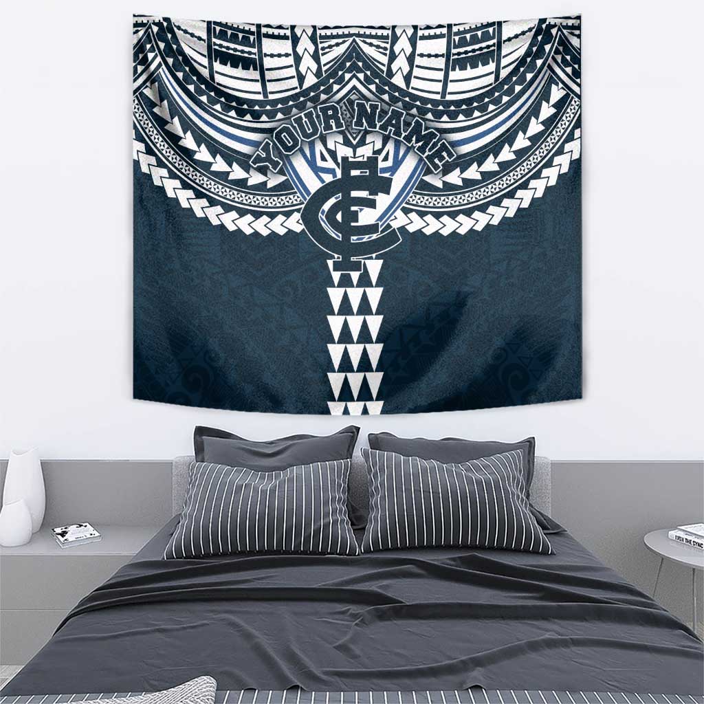 Personalized Carlton Blues Tapestry Polynesian Tribal Pattern Heritage Football