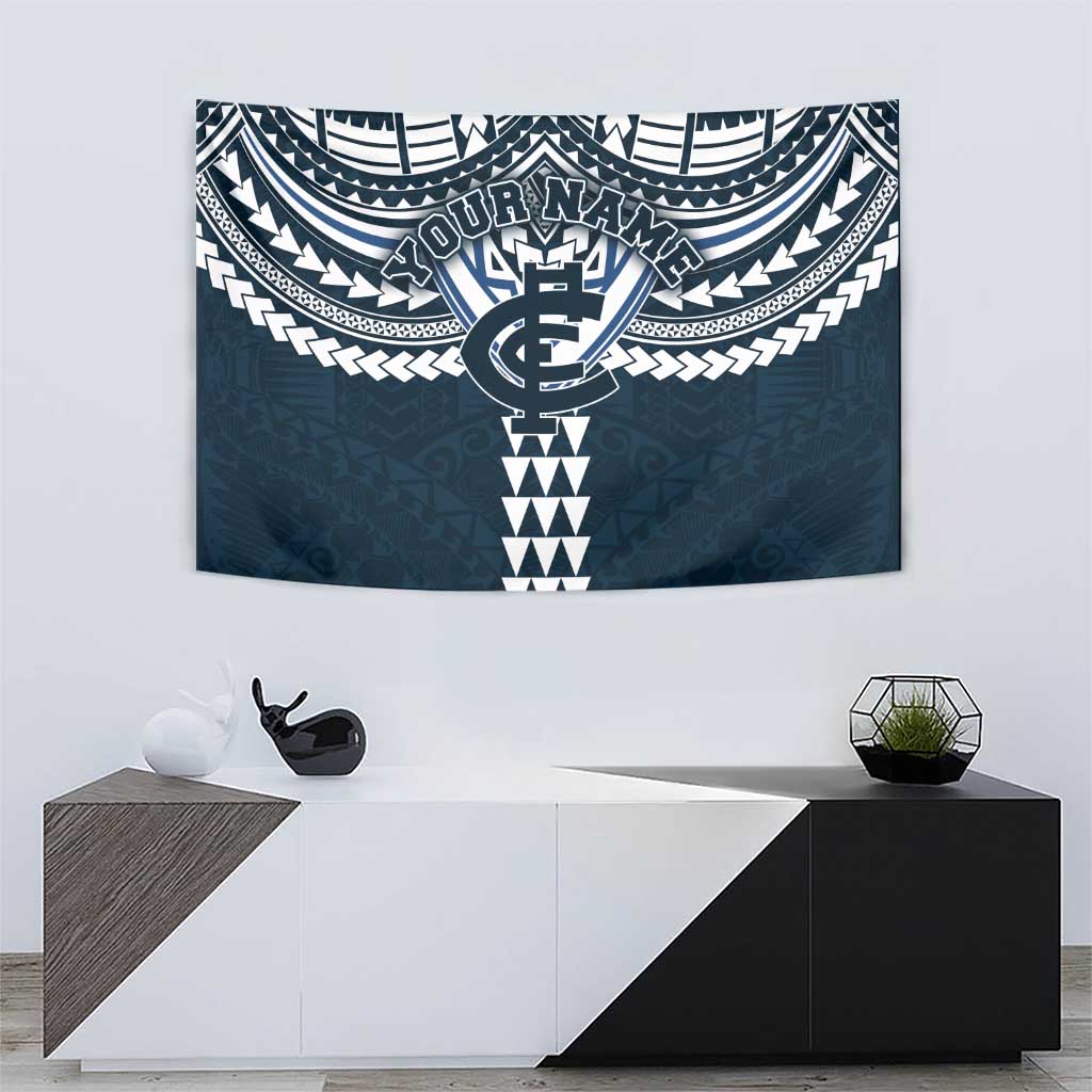 Personalized Carlton Blues Tapestry Polynesian Tribal Pattern Heritage Football