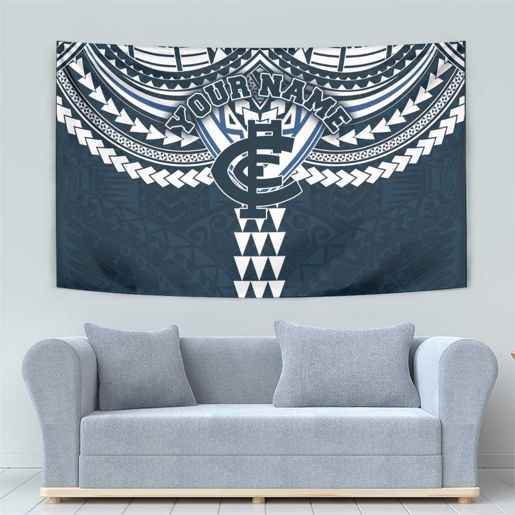 Personalized Carlton Blues Tapestry Polynesian Tribal Pattern Heritage Football