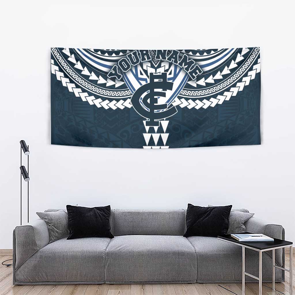 Personalized Carlton Blues Tapestry Polynesian Tribal Pattern Heritage Football