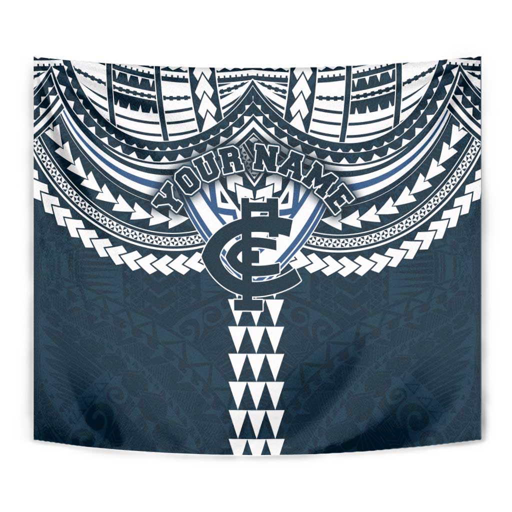 Personalized Carlton Blues Tapestry Polynesian Tribal Pattern Heritage Football