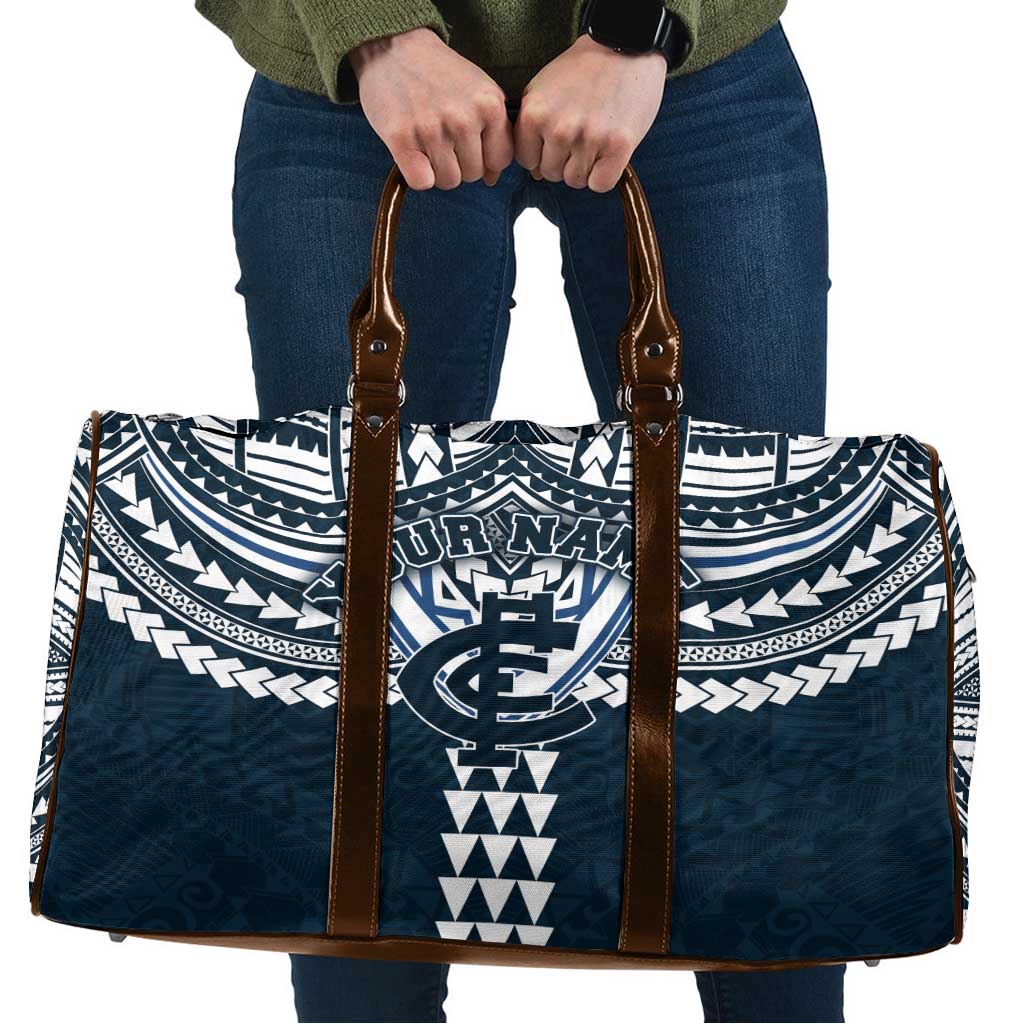 Personalized Carlton Blues Travel Bag Polynesian Tribal Pattern Heritage Football