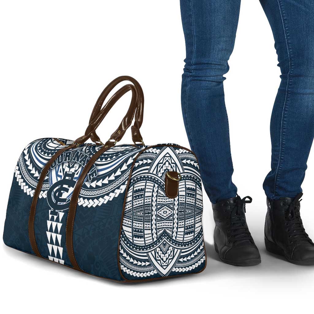 Personalized Carlton Blues Travel Bag Polynesian Tribal Pattern Heritage Football