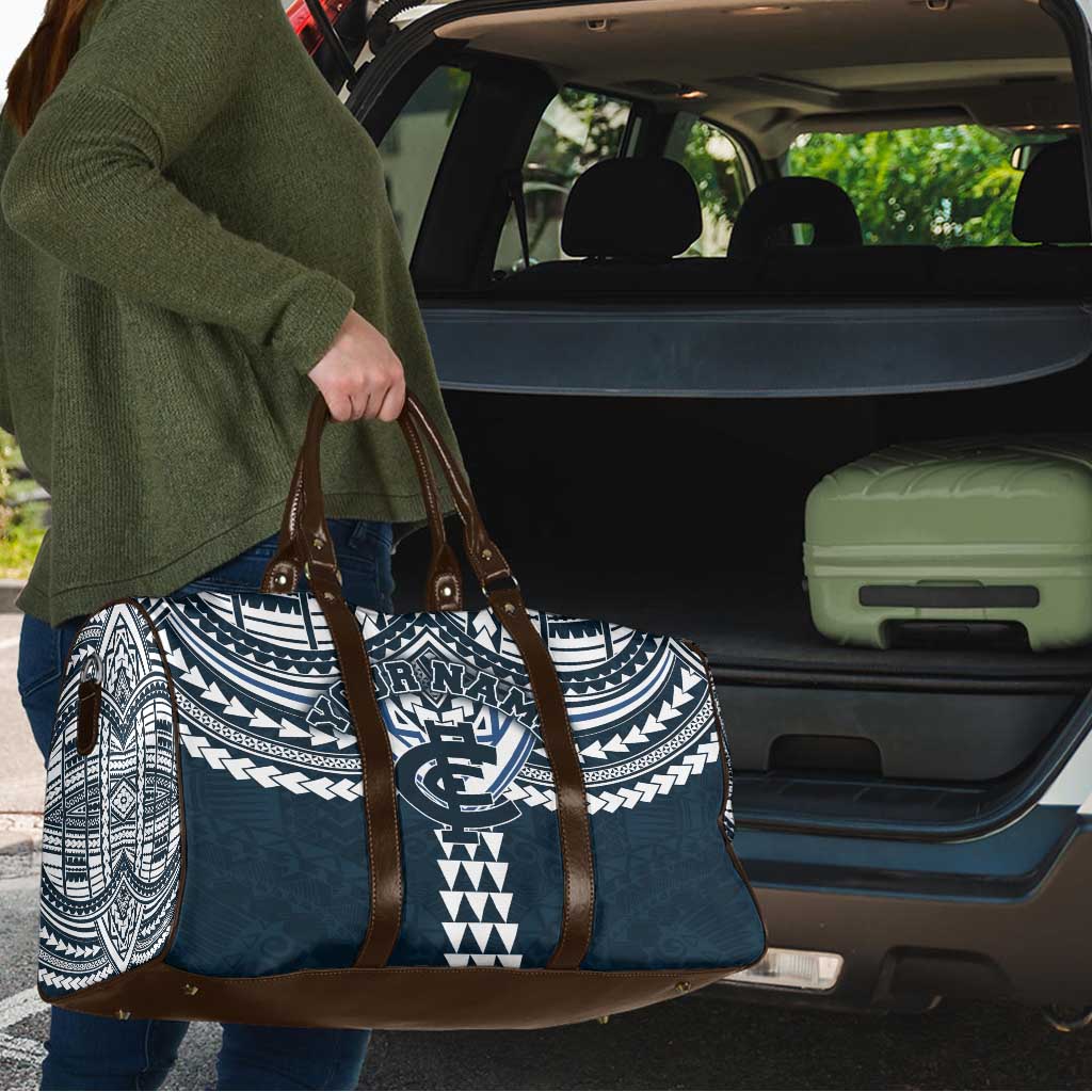 Personalized Carlton Blues Travel Bag Polynesian Tribal Pattern Heritage Football