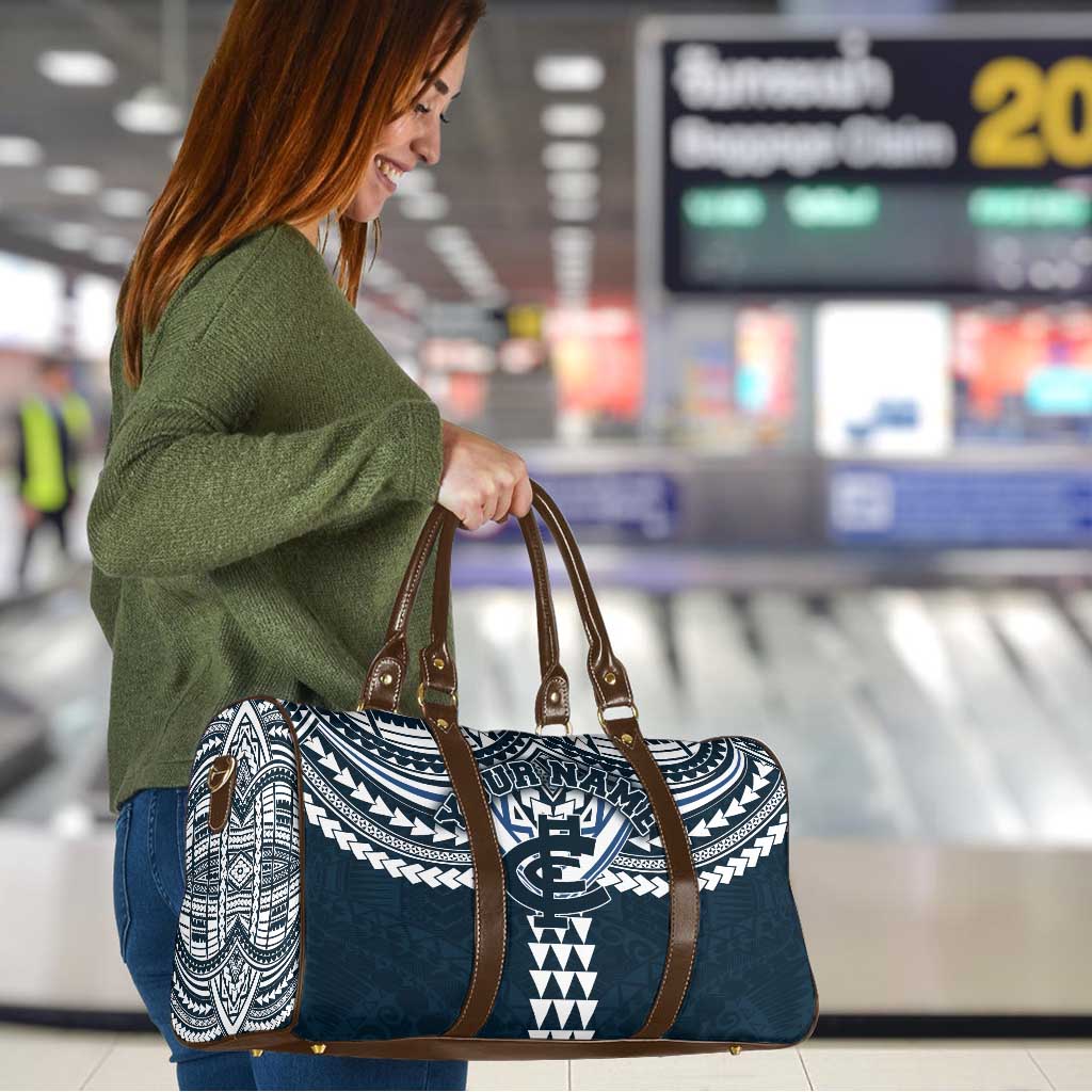 Personalized Carlton Blues Travel Bag Polynesian Tribal Pattern Heritage Football