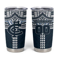 Personalized Carlton Blues Tumbler Cup Polynesian Tribal Pattern Heritage Football