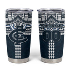 Personalized Carlton Blues Tumbler Cup Polynesian Tribal Pattern Heritage Football