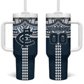 Personalized Carlton Blues Tumbler With Handle Polynesian Tribal Pattern Heritage Football
