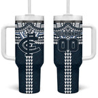 Personalized Carlton Blues Tumbler With Handle Polynesian Tribal Pattern Heritage Football