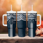 Personalized Carlton Blues Tumbler With Handle Polynesian Tribal Pattern Heritage Football