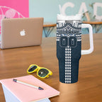 Personalized Carlton Blues Tumbler With Handle Polynesian Tribal Pattern Heritage Football