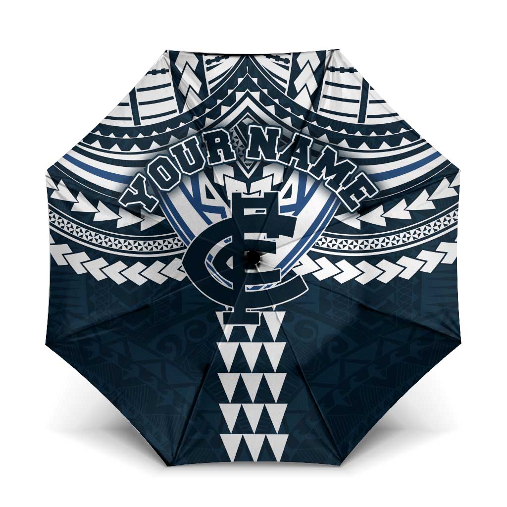 Personalized Carlton Blues Umbrella Polynesian Tribal Pattern Heritage Football
