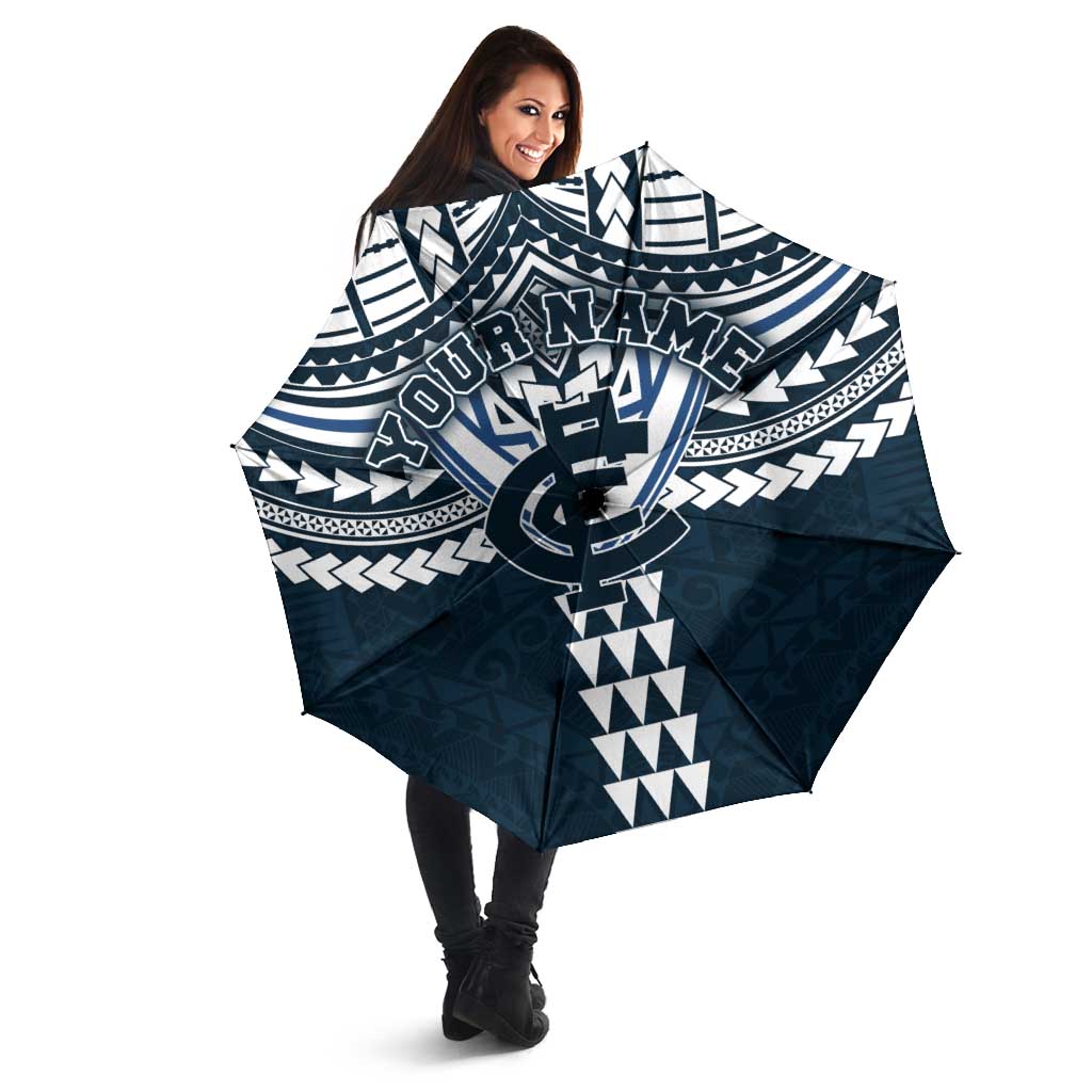 Personalized Carlton Blues Umbrella Polynesian Tribal Pattern Heritage Football
