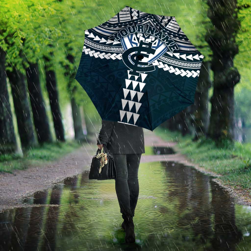Personalized Carlton Blues Umbrella Polynesian Tribal Pattern Heritage Football